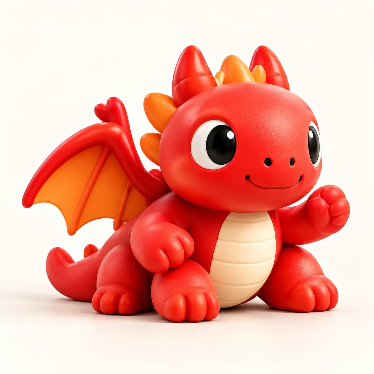 Drago rosso in stile Vinyl, in posa da collezione.