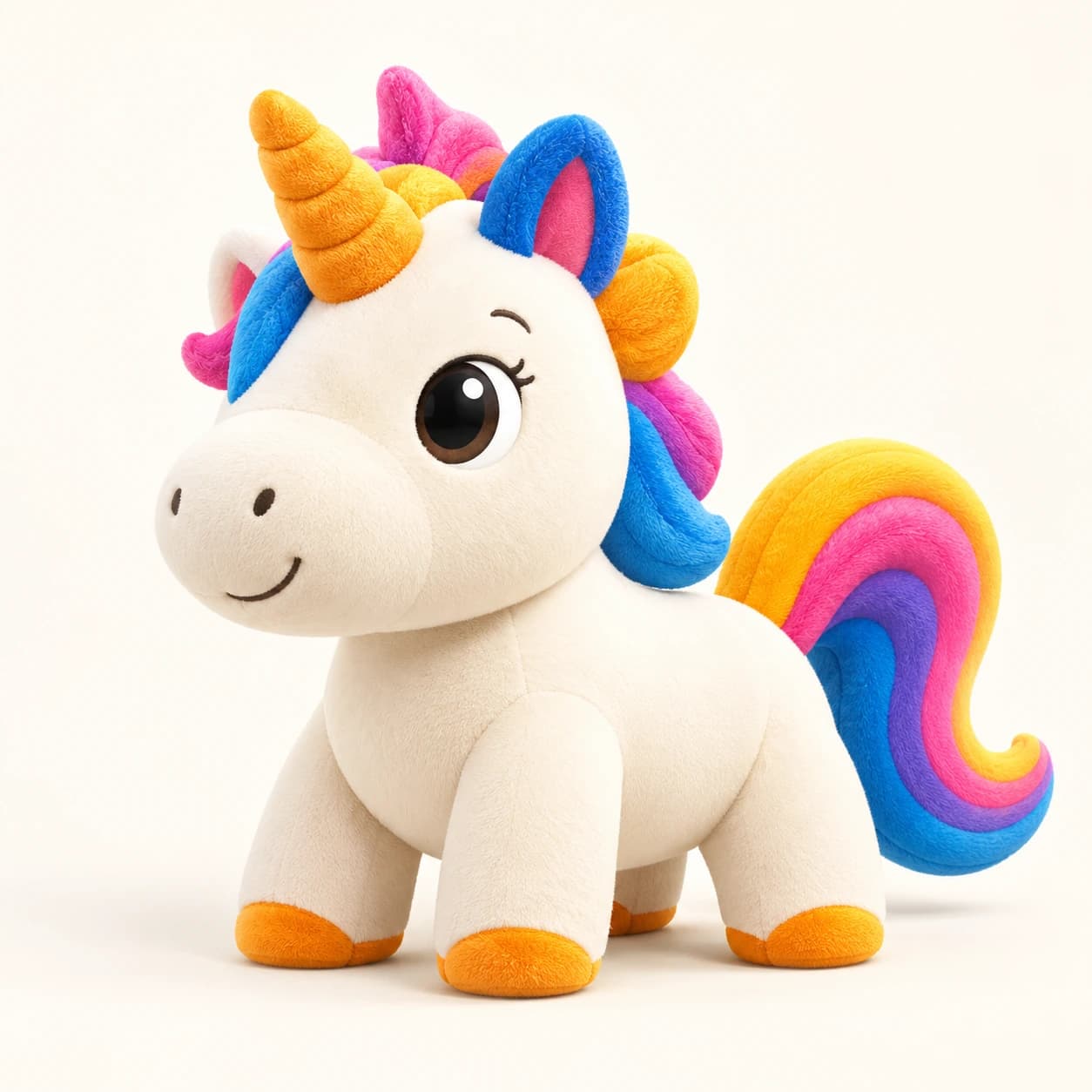 Stella: unicorno bianco con criniera e coda arcobaleno.
